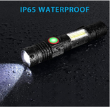 USB Rechargeable Flashlight, Magnetic LED Flashlight with Cob Sidelight