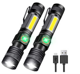 USB Rechargeable Flashlight, Magnetic LED Flashlight with Cob Sidelight