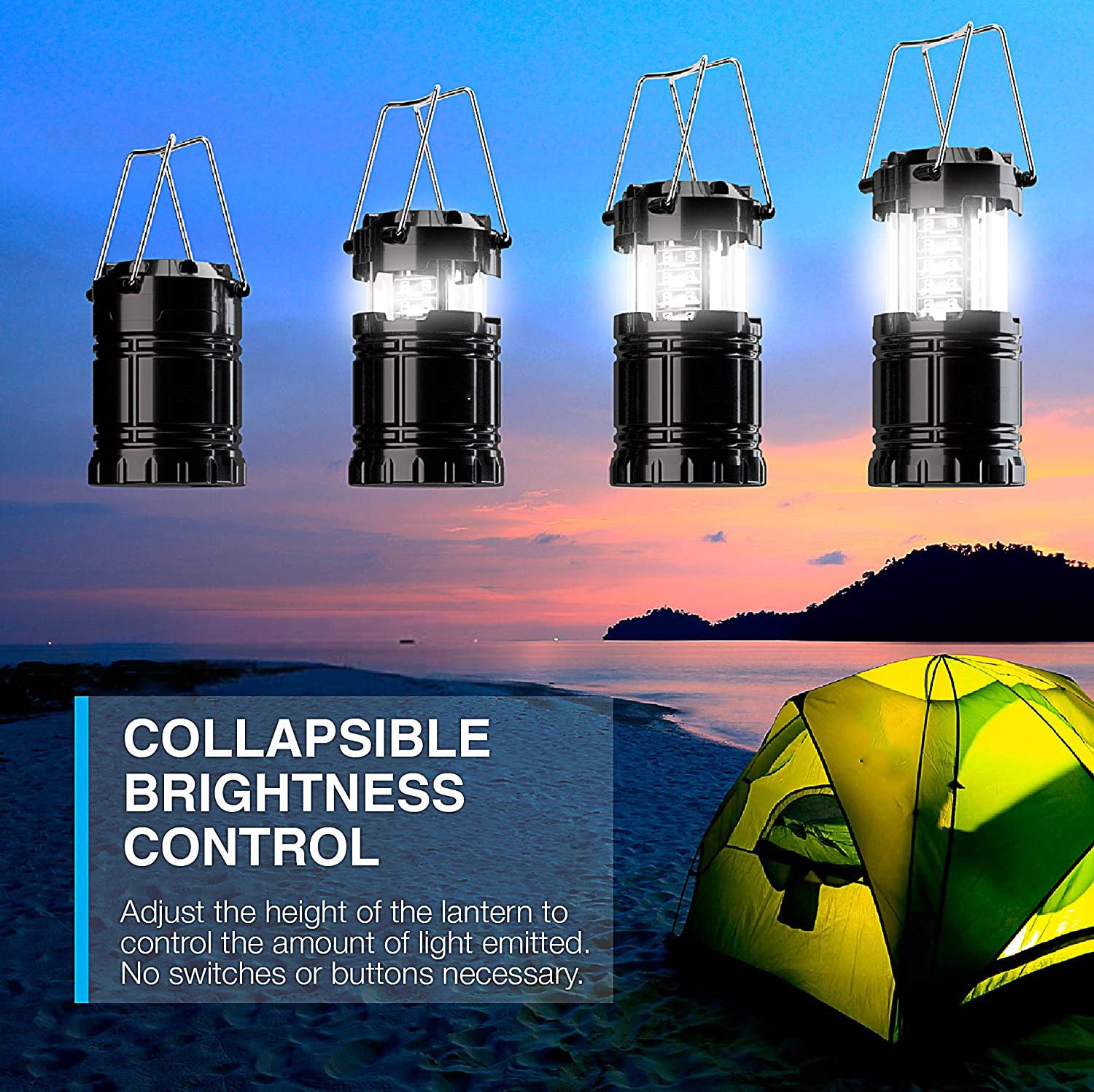 Camping Lantern, 4 Pack Brightness Adjustable LED Camping Lights,  Collapsible IPX4 Waterproof Survival Lanterns for Power Outages, Home  Emergency, Camping, Hiking, Hurricane 