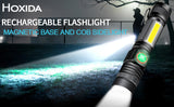 USB Rechargeable Flashlight, Magnetic LED Flashlight with Cob Sidelight
